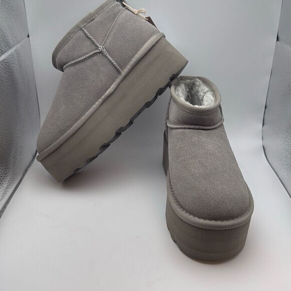 CUSHIONAIRE Hippy Women’s Platform Ankle Boots – Genuine Suede, Faux Fur Lining - Picture 5 of 7